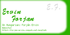 ervin forjan business card
